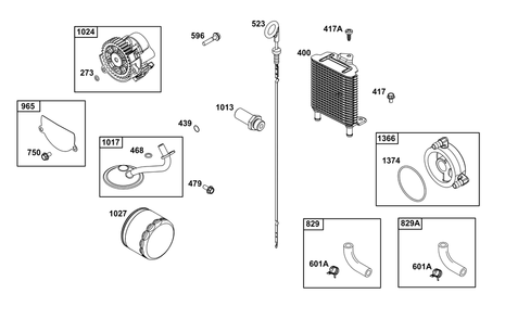 Lubrication Group Diagram and Parts List for 540477-2220-G1 400000 - 699999 Briggs and Stratton Engine